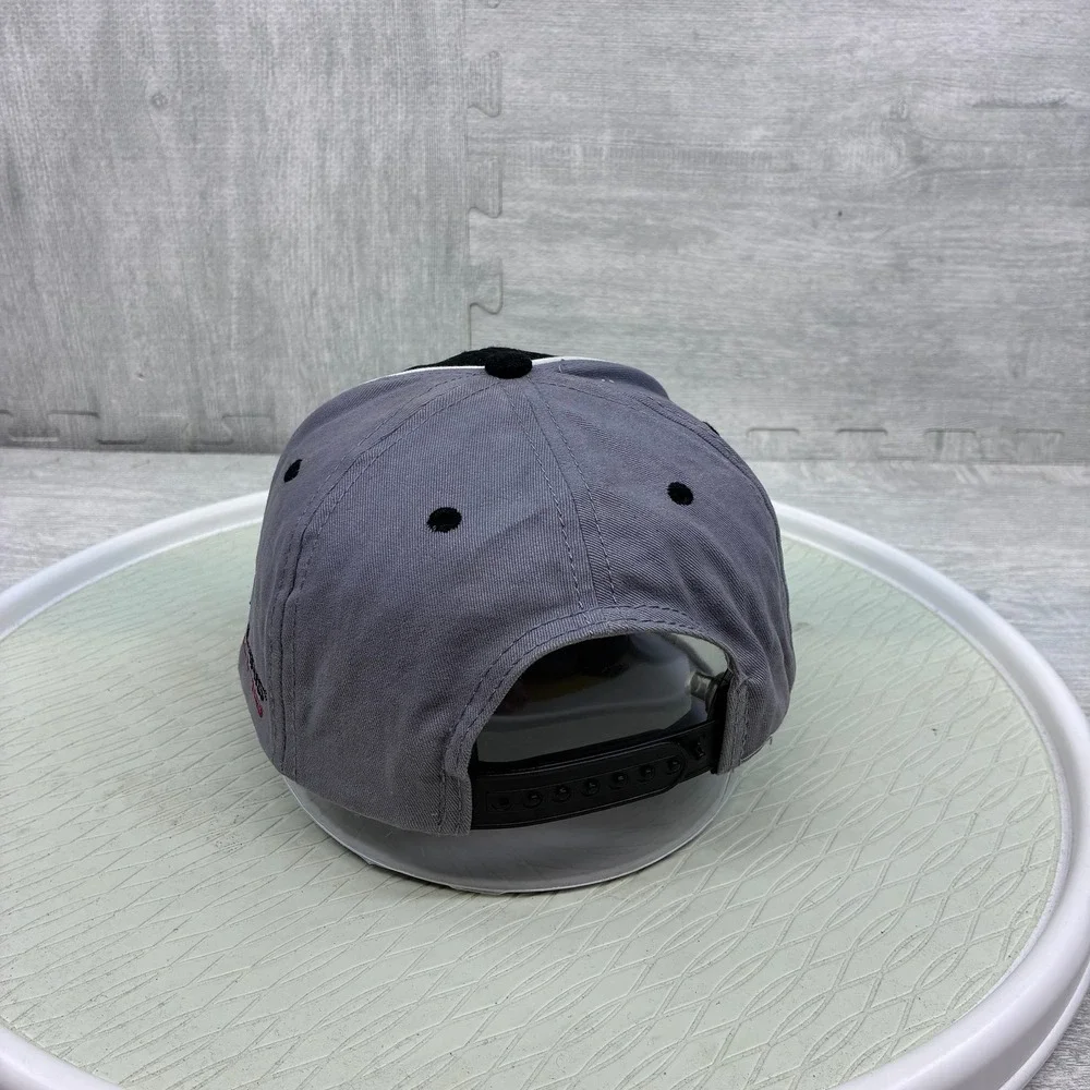 Polaris Racing Hat Cap Snapback Mens Black Gray Snowmobile Racing Embroidered